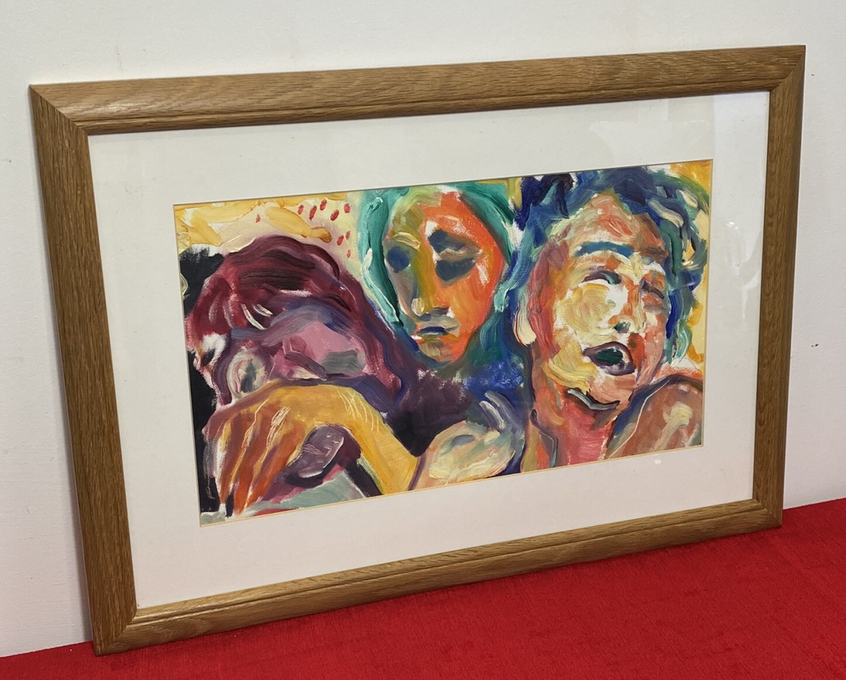 Abstract Heads Pop Art Psychedelic Study Acrylic On Board By Michael Jenkins
