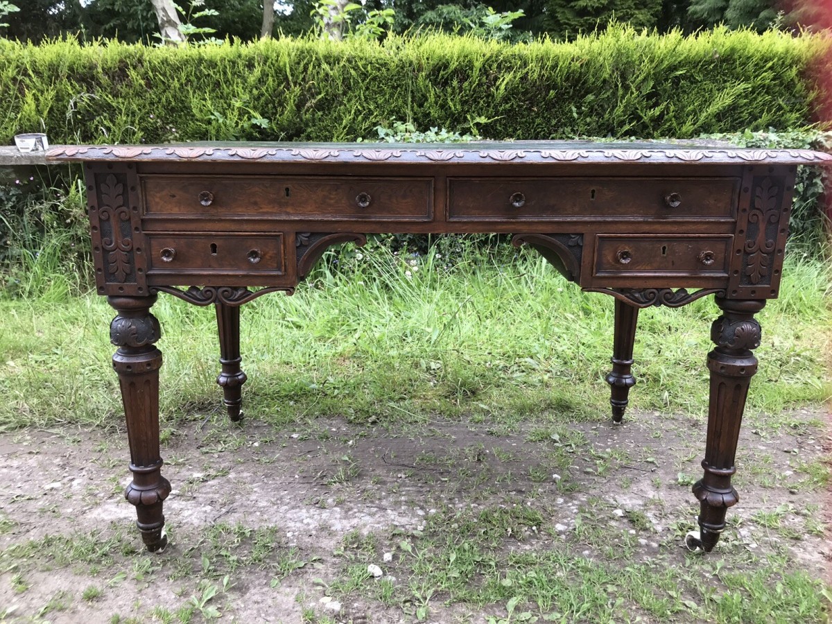 Fine Victorian Carved Writing Desk By Nelson London 1875