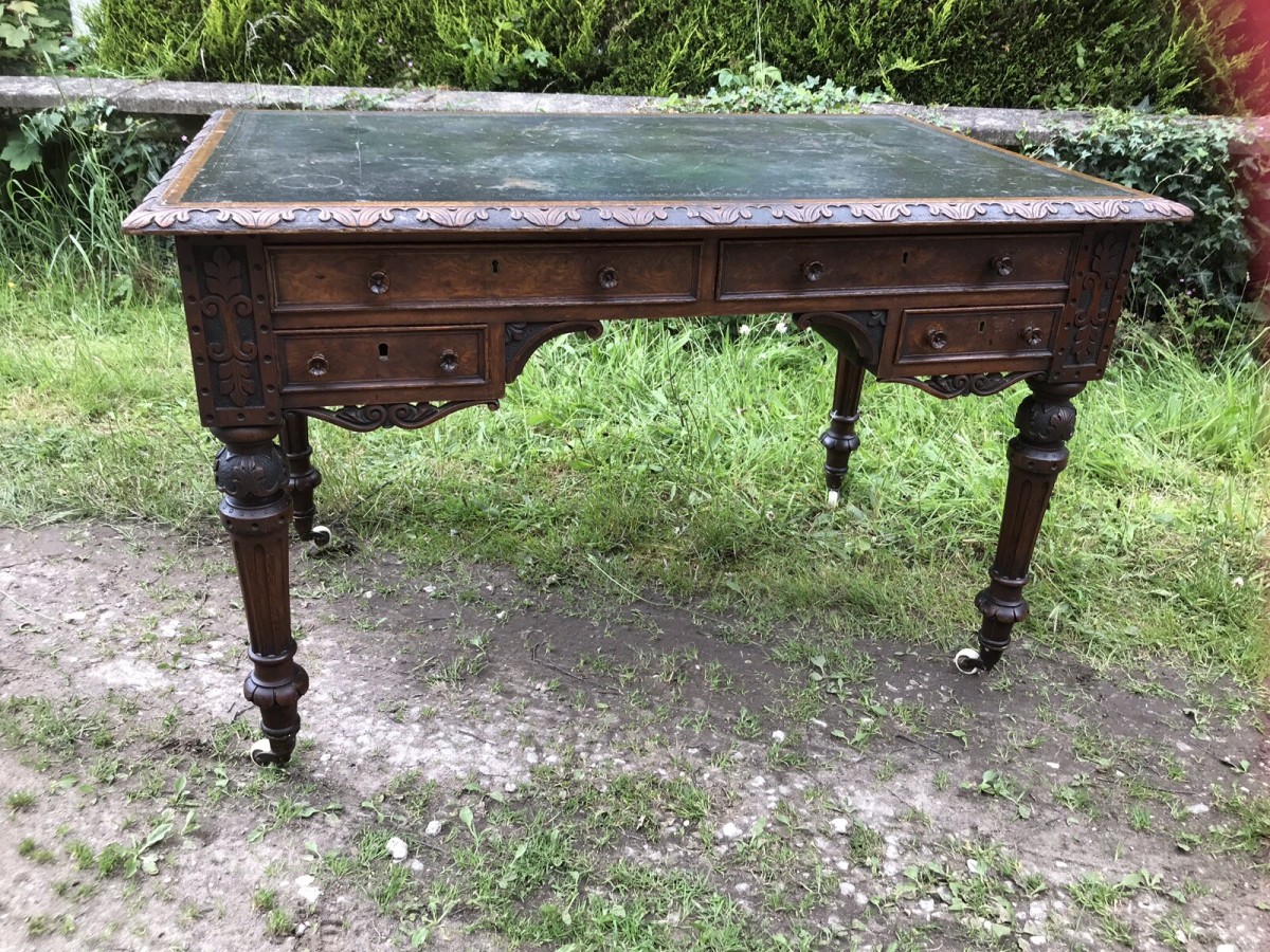 Fine Victorian Carved Writing Desk By Nelson London 1875