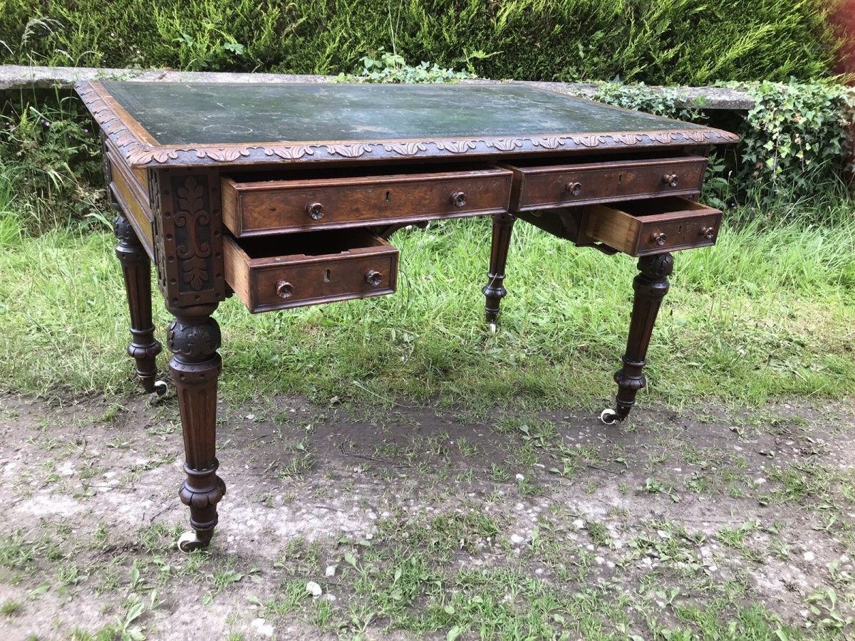 Fine Victorian Carved Writing Desk By Nelson London 1875