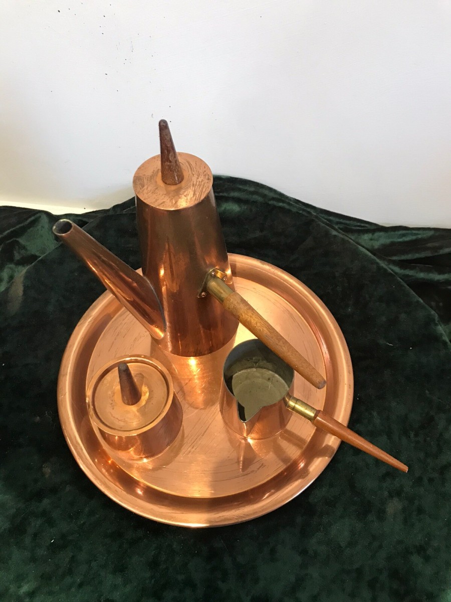 Vintage Arts And Crafts Conical Shaped Copper 4 Pcs Coffee Set By Argy Europe