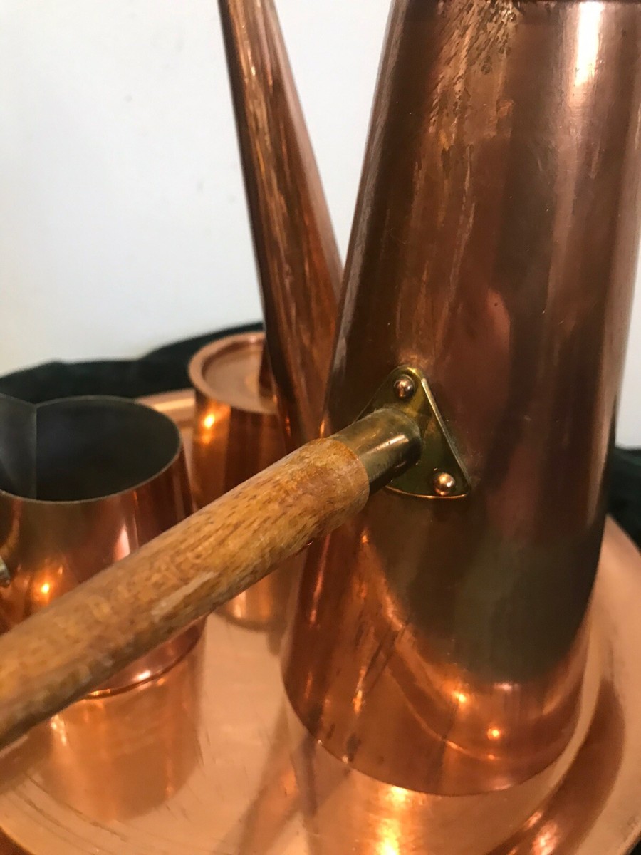 Vintage Arts And Crafts Conical Shaped Copper 4 Pcs Coffee Set By Argy Europe
