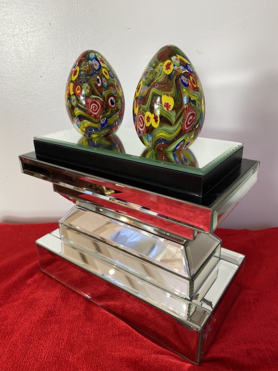Rare Pair Of Baccarat Multi Coloured Modular Globe Domed Paper Weights