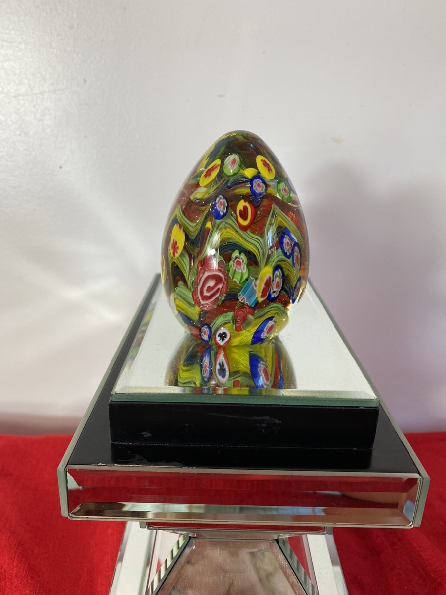Rare Pair Of Baccarat Multi Coloured Modular Globe Domed Paper Weights