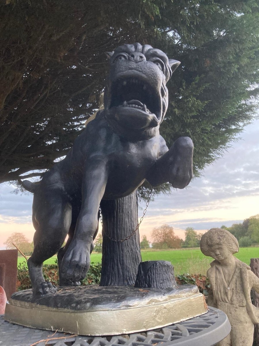 Large Tethered Mastiff Dog Sculpture After Charles Valton