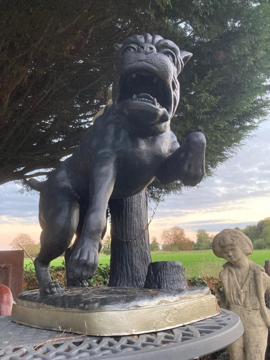 Large Tethered Mastiff Dog Sculpture After Charles Valton