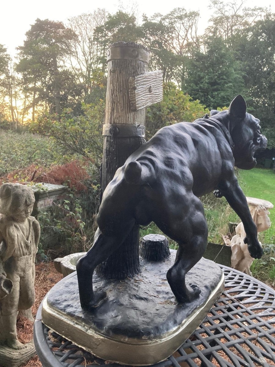 Large Tethered Mastiff Dog Sculpture After Charles Valton