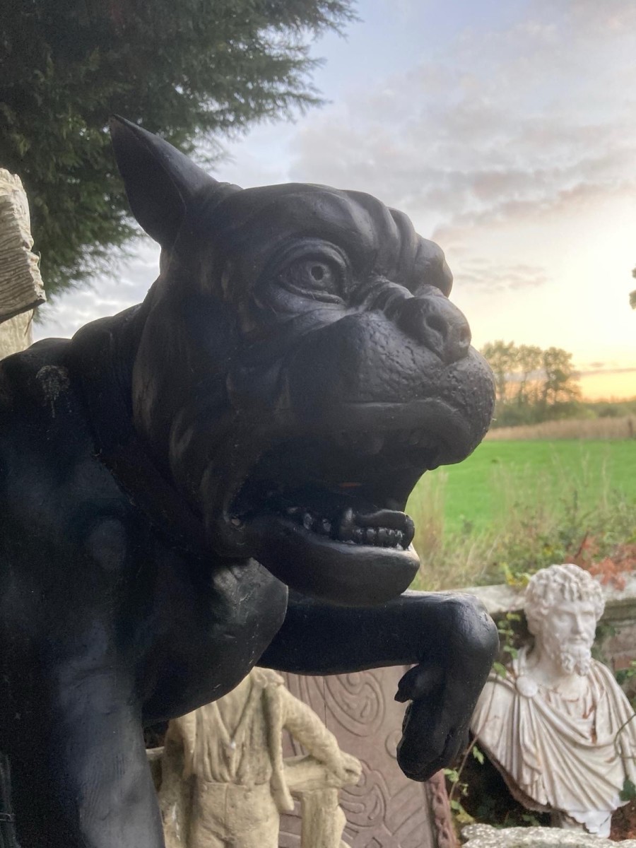 Large Tethered Mastiff Dog Sculpture After Charles Valton