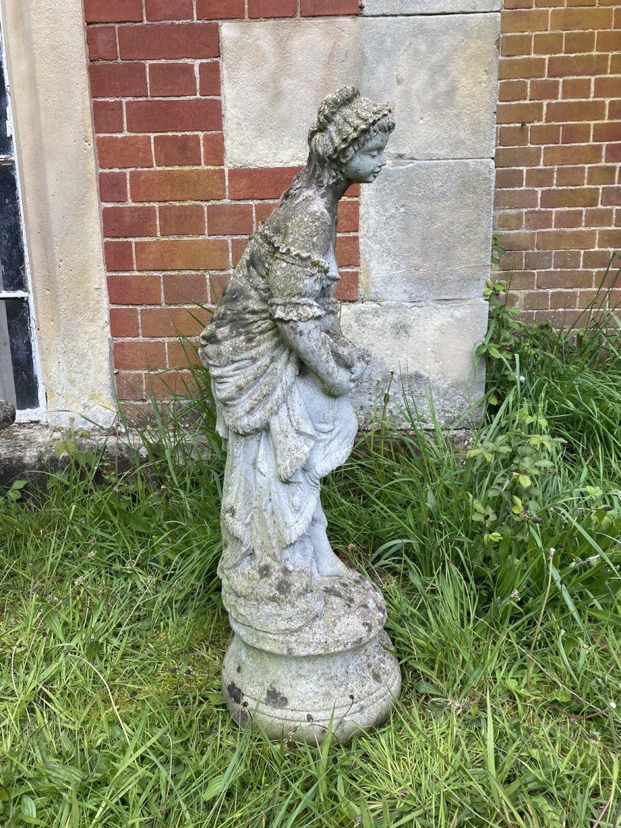 Andromeda Grecian Goddess Holding Turtle Dove Vintage Garden Sculpture