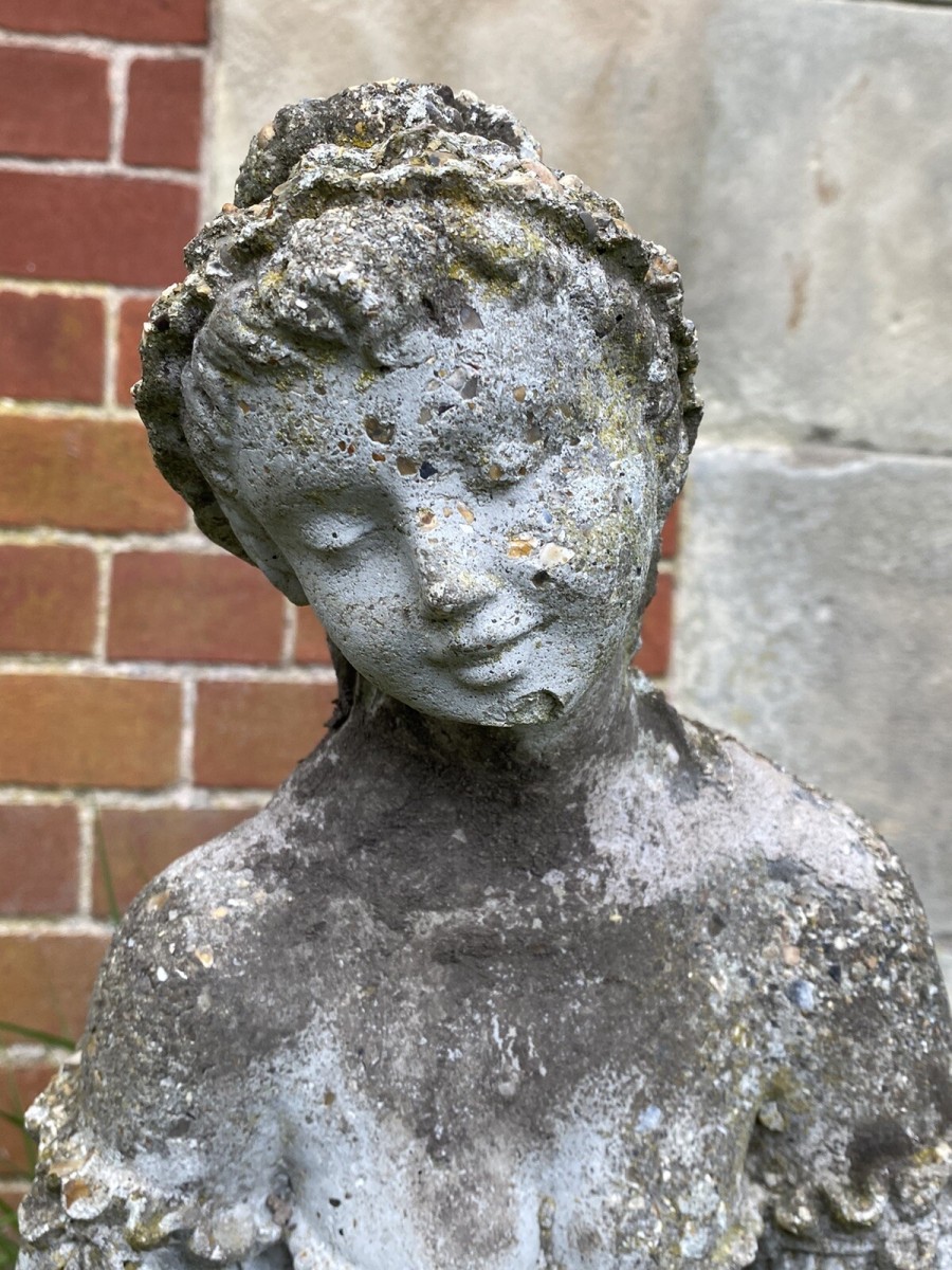 Andromeda Grecian Goddess Holding Turtle Dove Vintage Garden Sculpture