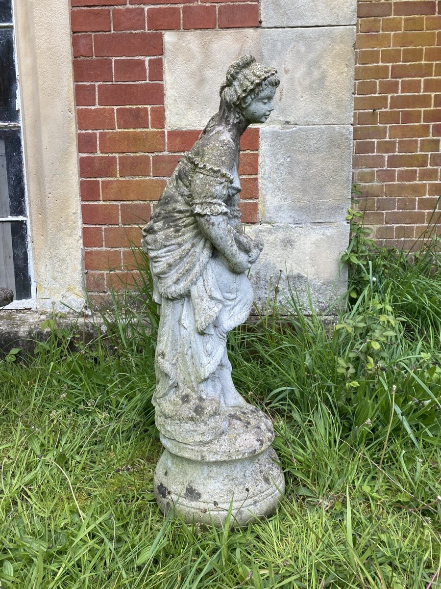 Andromeda Grecian Goddess Holding Turtle Dove Vintage Garden Sculpture