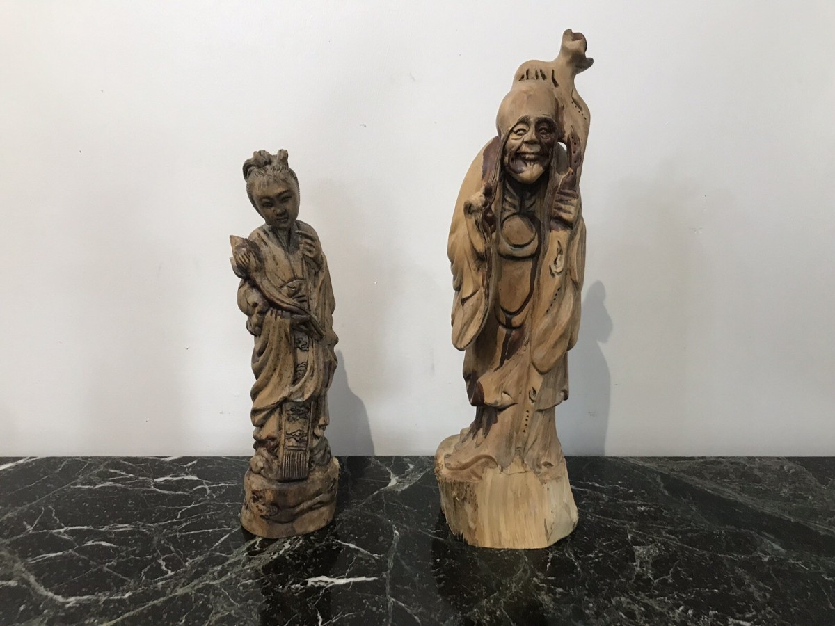 Primary image for Two Oriental Fruitwood Carvings