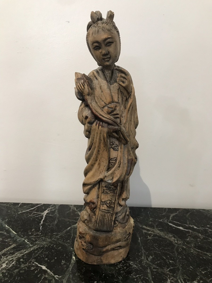 Two Oriental Fruitwood Carvings