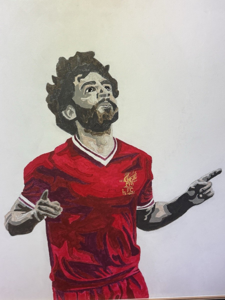 Professional Footballer Liverpool Fc Mohamed Salah Oil Painting