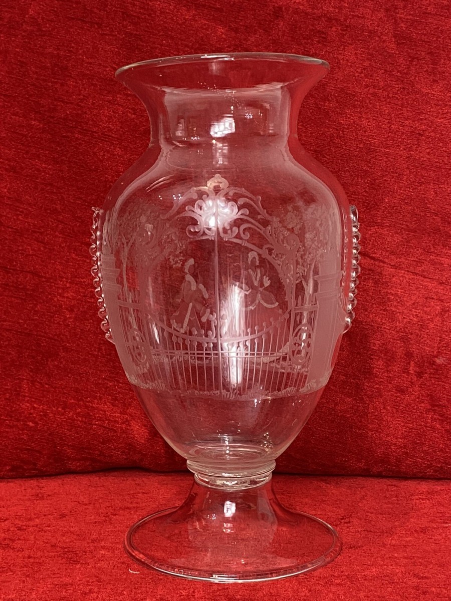Primary image for French Antique 19th Century Palace Of Versailles Etched Glass Decorative Vase