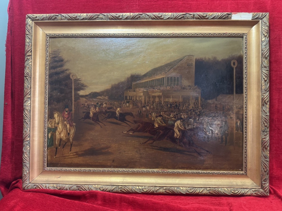 19th Century After J F Herring Grand Stand Royalascot Gold Cup Day Oil Painting
