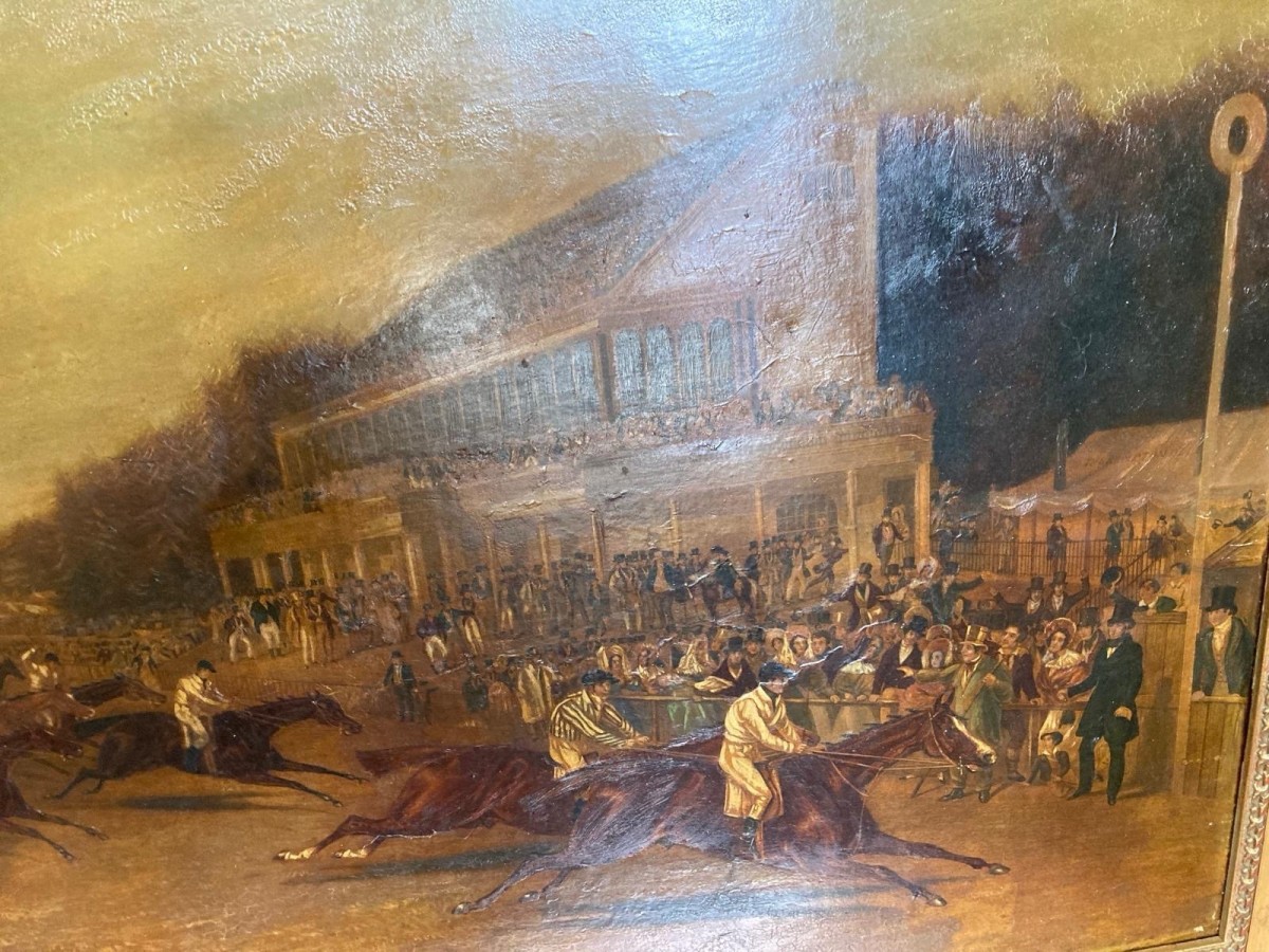 19th Century After J F Herring Grand Stand Royalascot Gold Cup Day Oil Painting