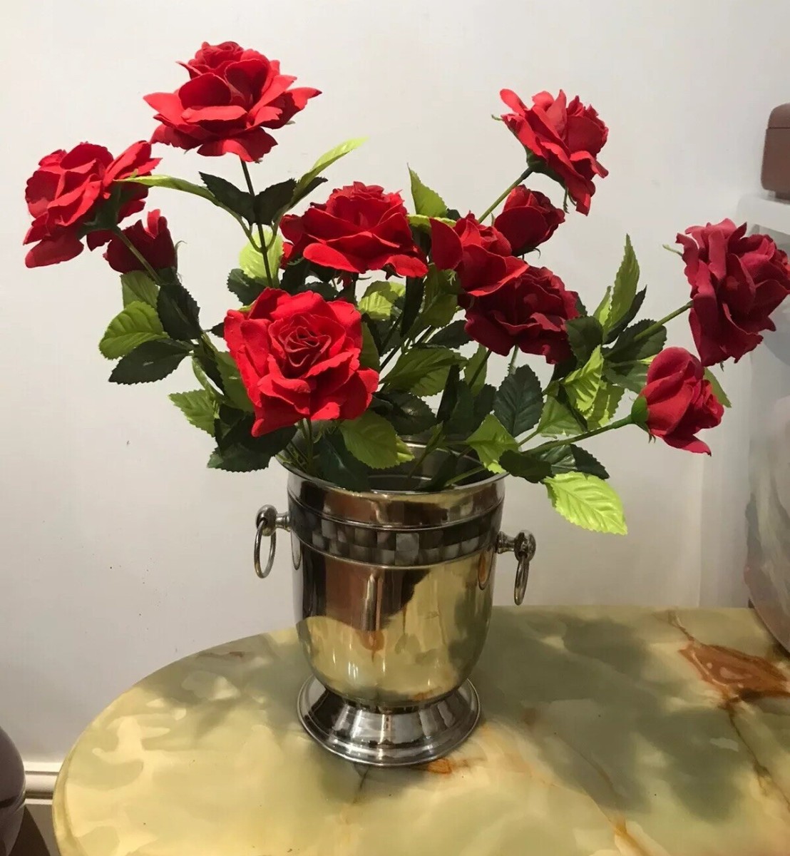 Reproduction Silver Plate Champagne Bucket With Mother Of Pearl Banding