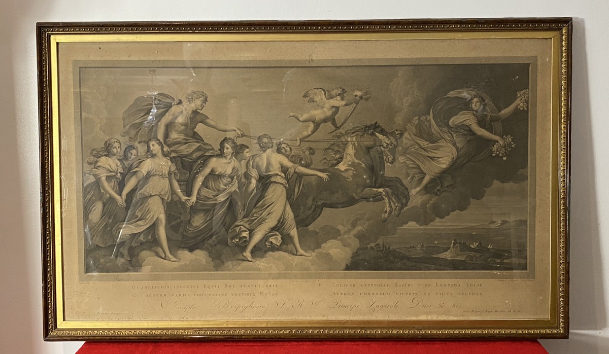 Primary image for Classical Copper Plate Etching Titled Quadrijugis Invictus Equis Sol Aureus Exit