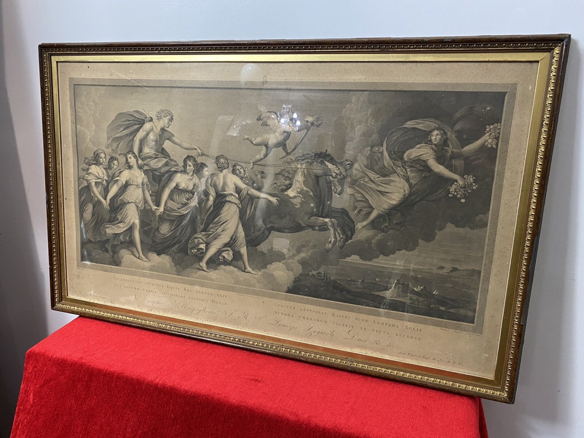 Classical Copper Plate Etching Titled Quadrijugis Invictus Equis Sol Aureus Exit