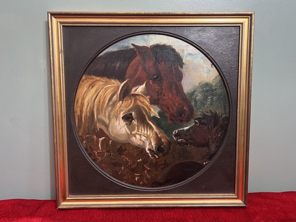 Fine Art 19th Century Trio Of Horses Attributed To John Frederick Herring