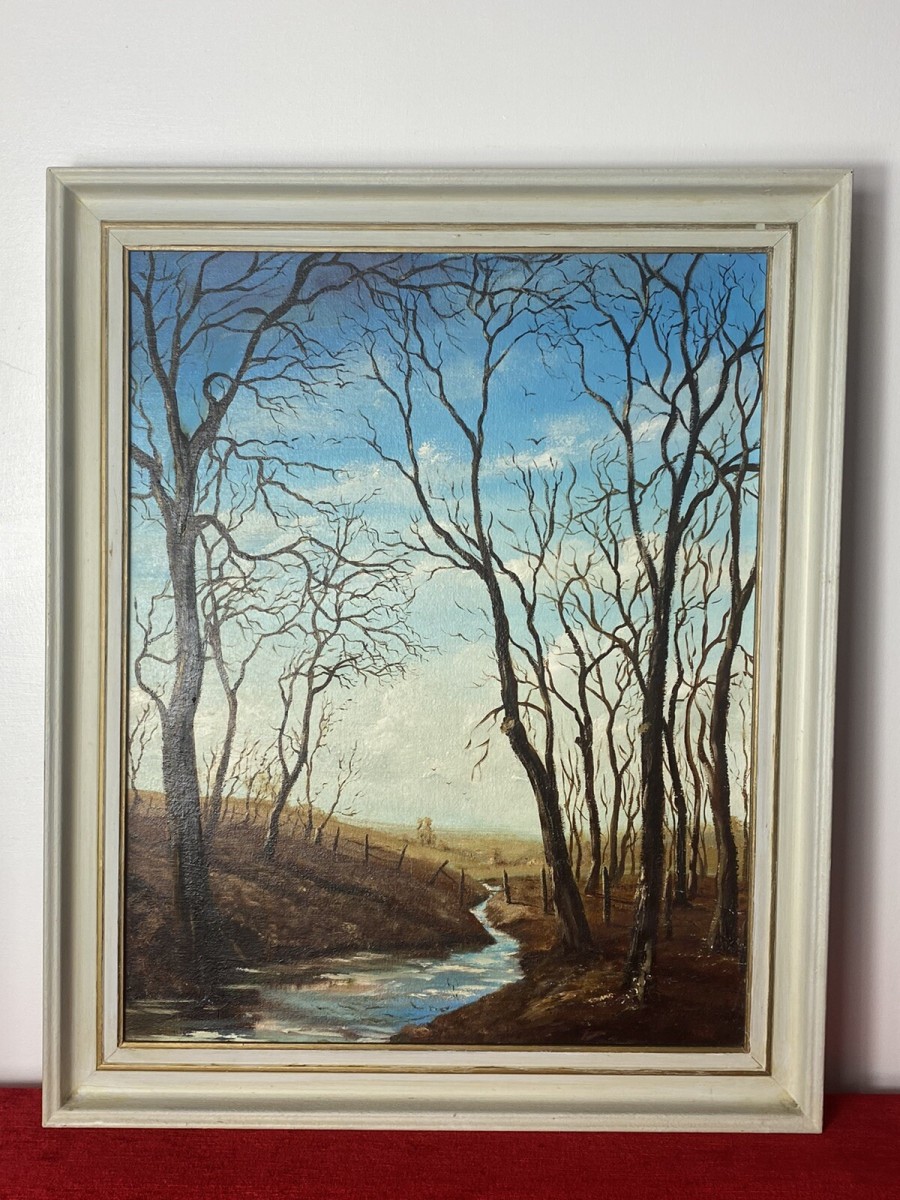 20th Century Winter Landscape Oil Artwork Titled 'sun In December' J K Witton
