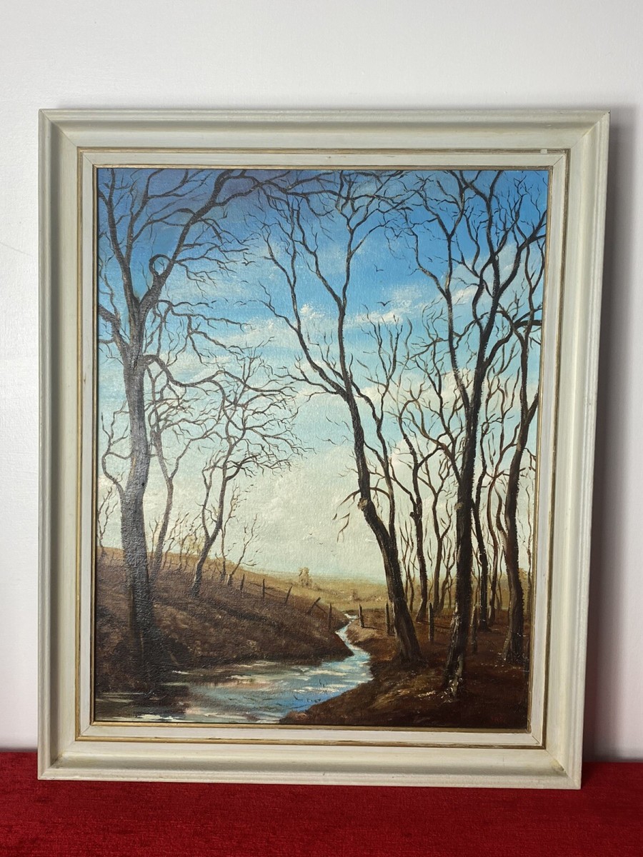20th Century Winter Landscape Oil Artwork Titled 'sun In December' J K Witton