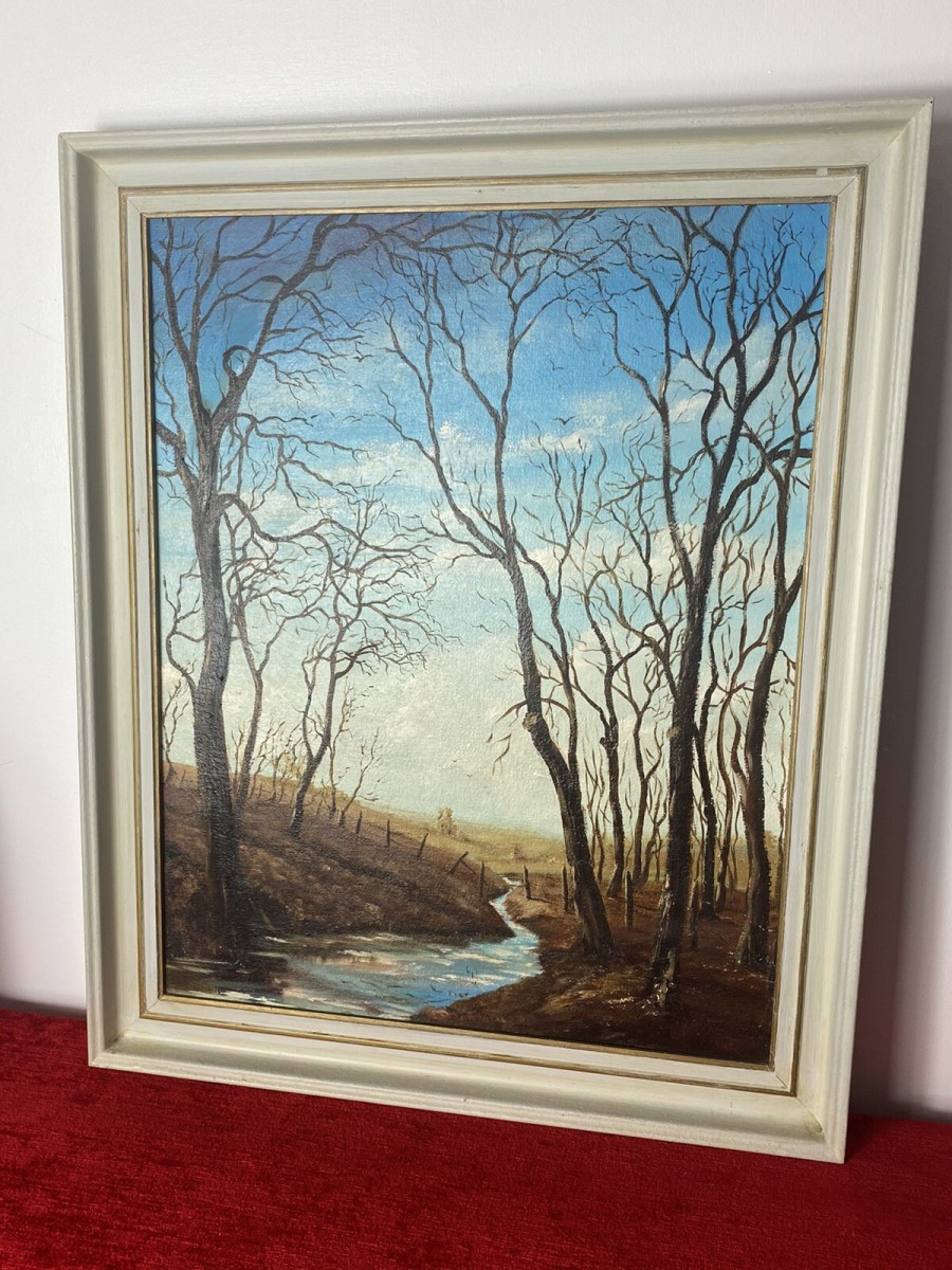 20th Century Winter Landscape Oil Artwork Titled 'sun In December' J K Witton
