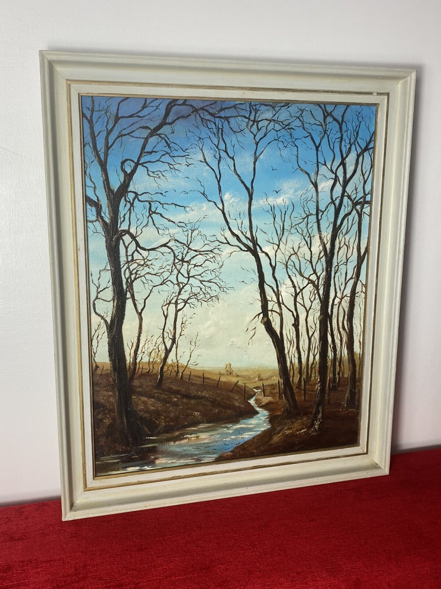 20th Century Winter Landscape Oil Artwork Titled 'sun In December' J K Witton