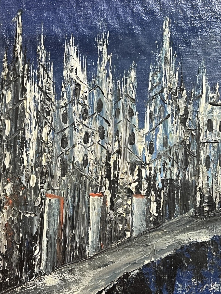 Italian Abstract Impressionist Architectural Night Lit View By P Venditti