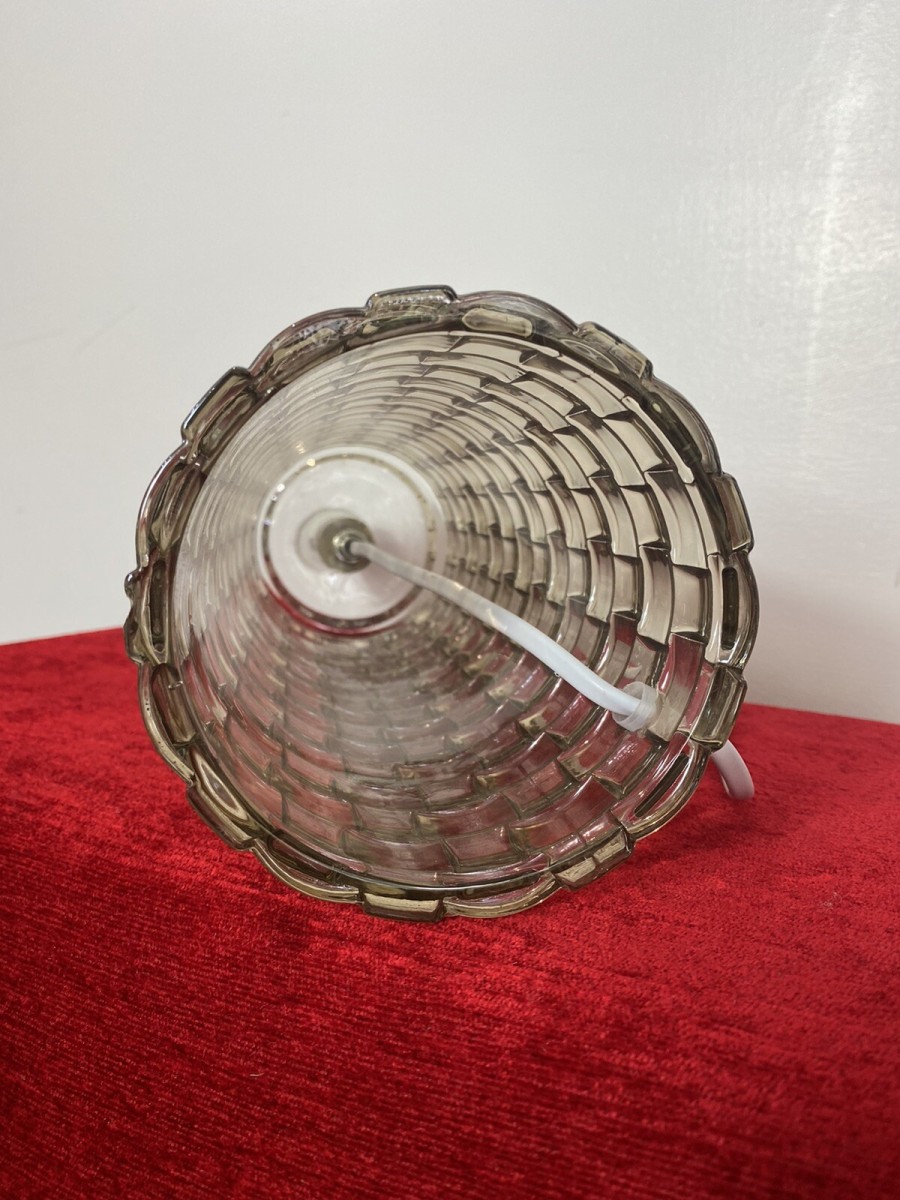 Pair Modern Art Contemporary Geometric Glass Lamps With Shades