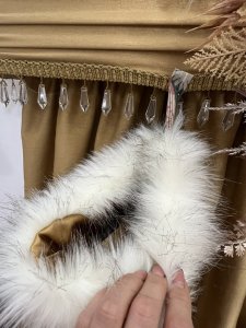 Pair Of Designer Opulent Christmas Stocking Boots. Bespoke designer stocking boots in dusky pink/ Green And Beige regency silk brocade. Faux lace up fronts in satin ribbon with large green bow. Fully lined in gold satin with matching fabric hanging loops. Quality white Speckled Faux fur Trim. Hand drawn pattern One Of A kind. Stunning edition to opulent Christmas decor. Buy them before they are gone won’t be on sale for long Dimensions Height 23” Width 15” heel to toe Top opening width 11” Hanging Loop 3” #christmas stockings #glamourstockingboots #Cheistmasdecor