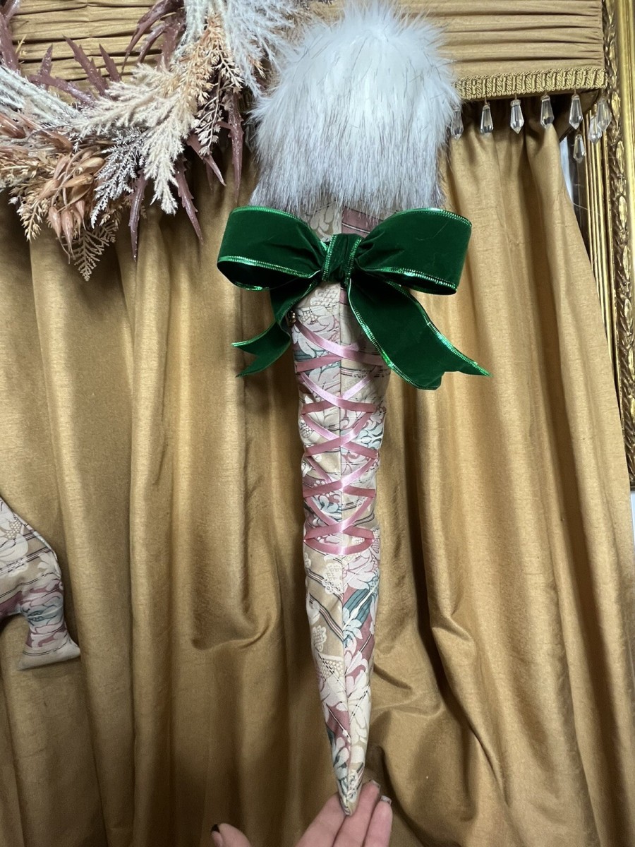 Pair Of Marie Antoinette Style Silk Brocade Christmas Stocking Boots