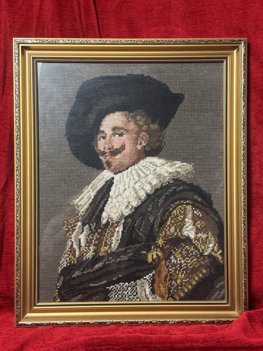 Primary image for The Laughing Cavalier Wool-work Tapestry After Frans Hals 1624 Framed