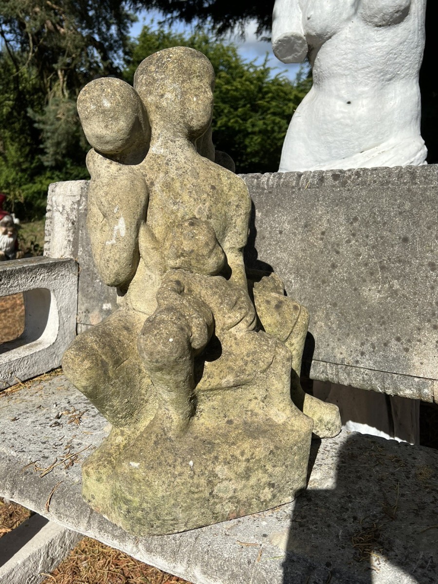 Modernistic Henri Moore Style 'family Heirloom Portrait ' Garden Statue