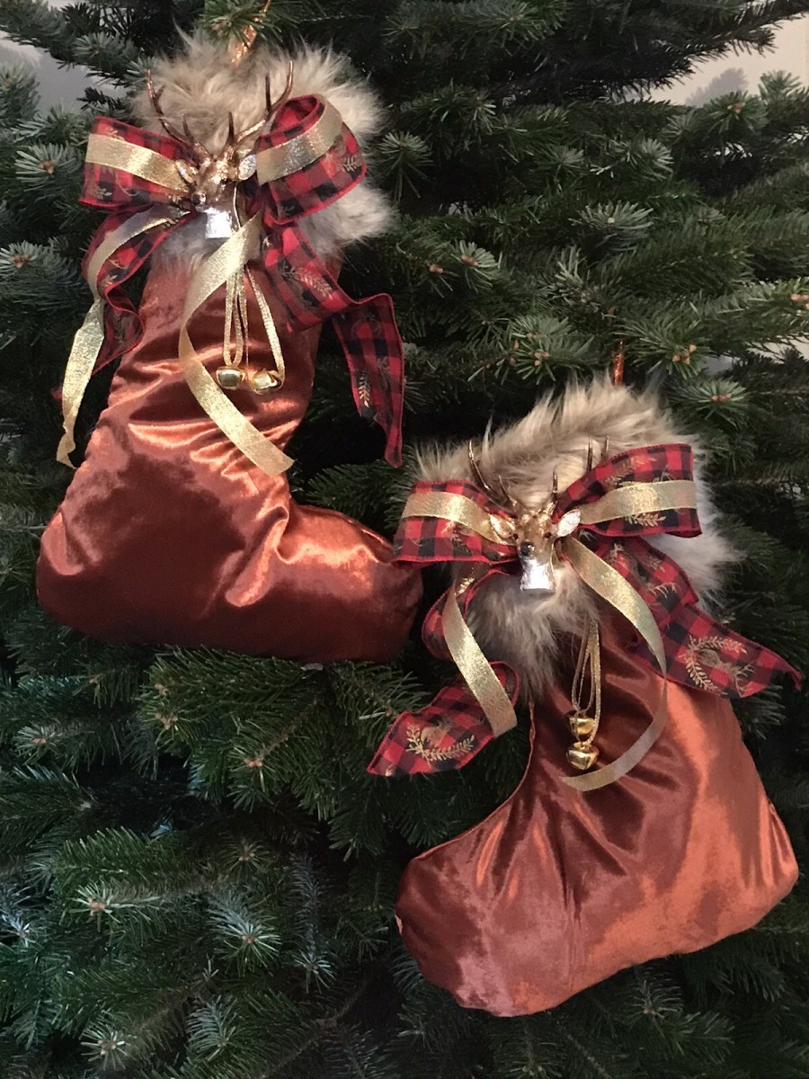 Luxury Scottish Castle Inspired Designer Reindeer Faux Fur Christmas Stockings