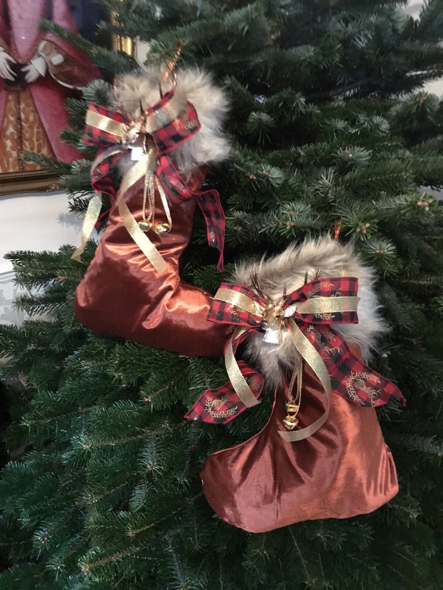 Luxury Scottish Castle Inspired Designer Reindeer Faux Fur Christmas Stockings