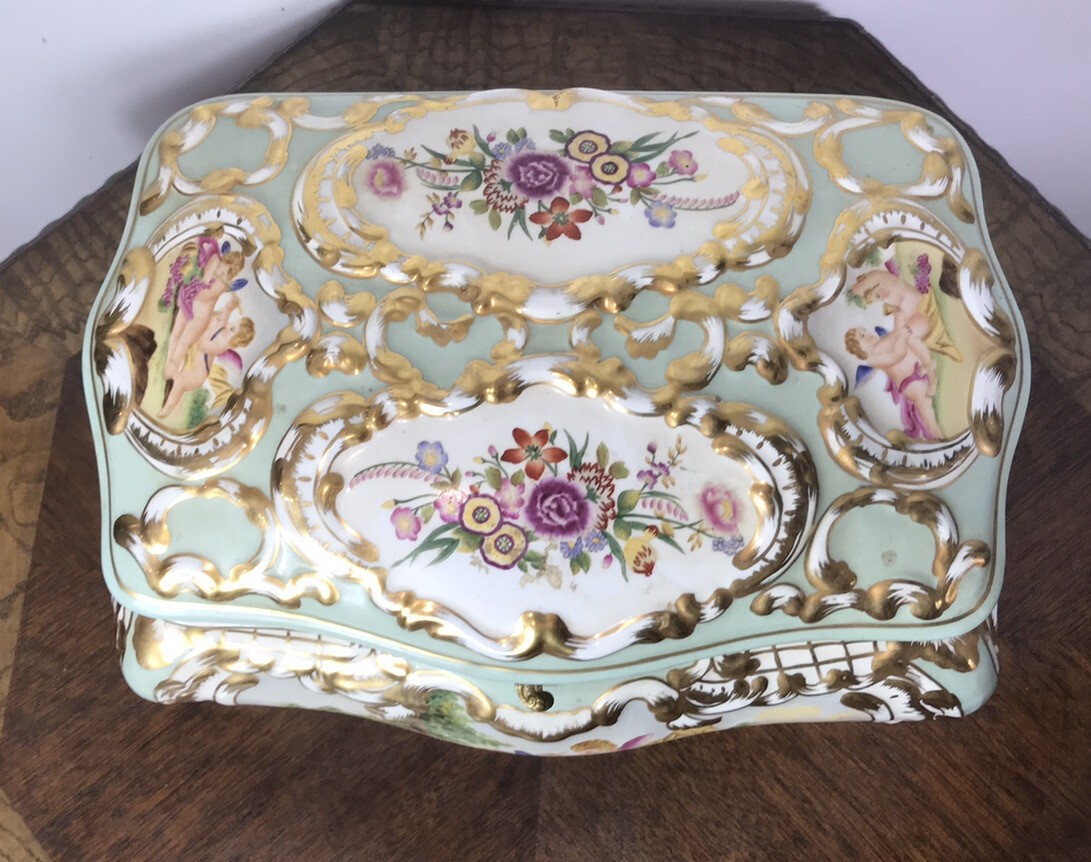 Stunning Object Of Virtue Marie Antoinette Sevres Style Porcelain Trinket Casket