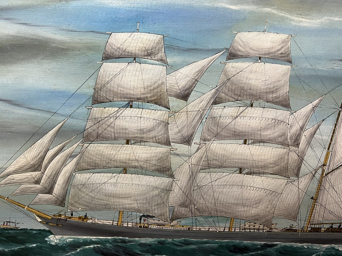 Fine 19th Century Baroque Clipper Ship Oil Painting After John Frederick Loos