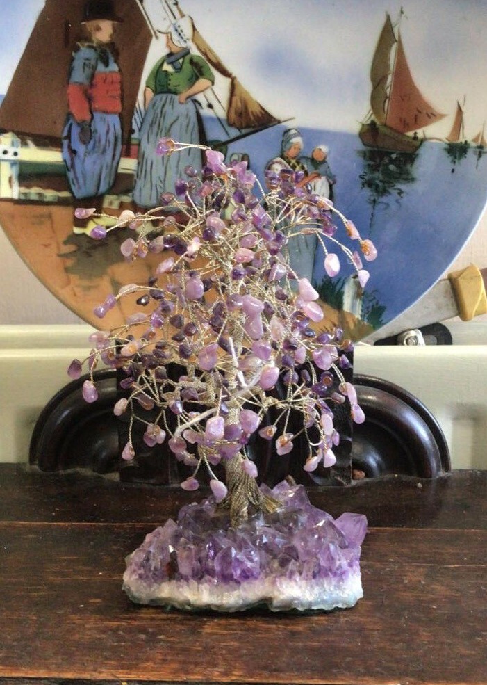 19th Century Amythest & Silver Tree Of Life Set Upon Ameythist Stalagmite Base