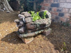 Charming Vintage Rabbits Ornate Barrel Planter. Lovely Old Barrel Shaped Planter Hans Painted With Two Sitting Rabbits And Ivy Decoration. Deep Square Trough For Plants And Foliage. Lovely Condition Vintage Piece Composition- Reconstituted Stone Dimensions In Inches Height Width Depth