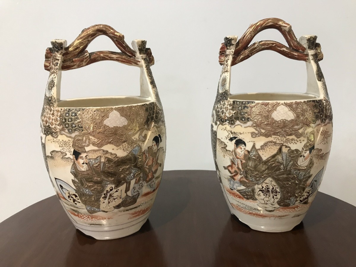 Primary image for Fine Pair Japanese Antique Satsuma ‘emperor Vases’