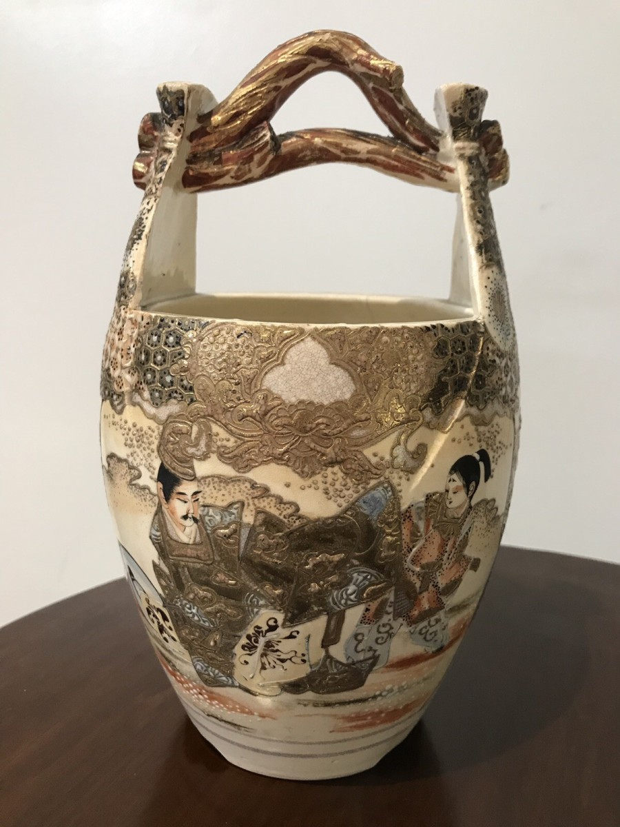 Fine Pair Japanese Antique Satsuma ‘emperor Vases’