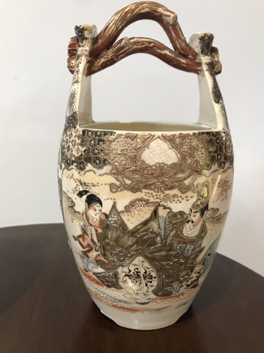 Fine Pair Japanese Antique Satsuma ‘emperor Vases’