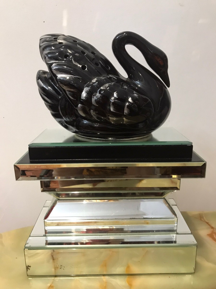 Primary image for Vintage Staffordshire Black Swan Potpourri Decorative Table Display