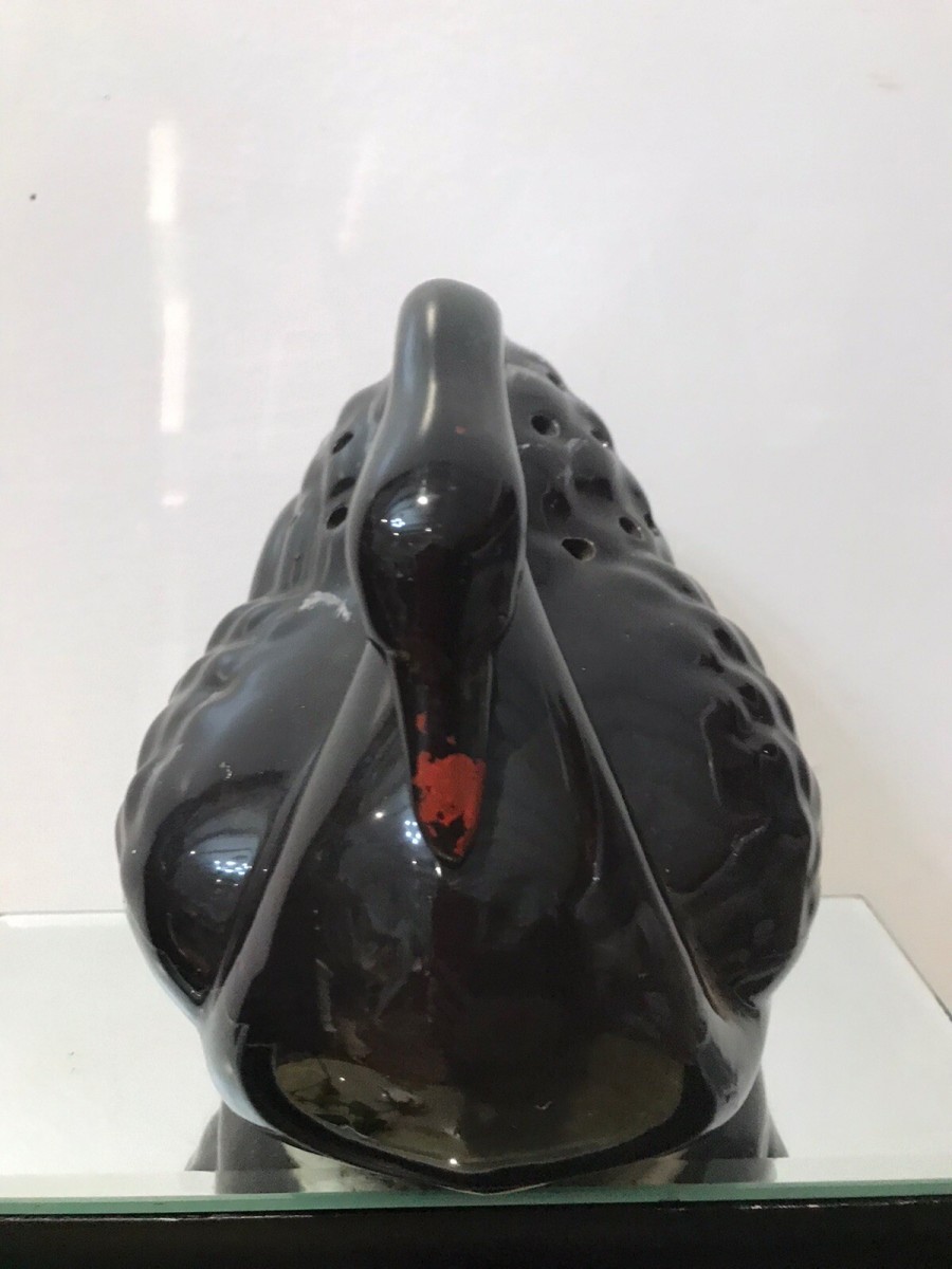 Vintage Staffordshire Black Swan Potpourri Decorative Table Display