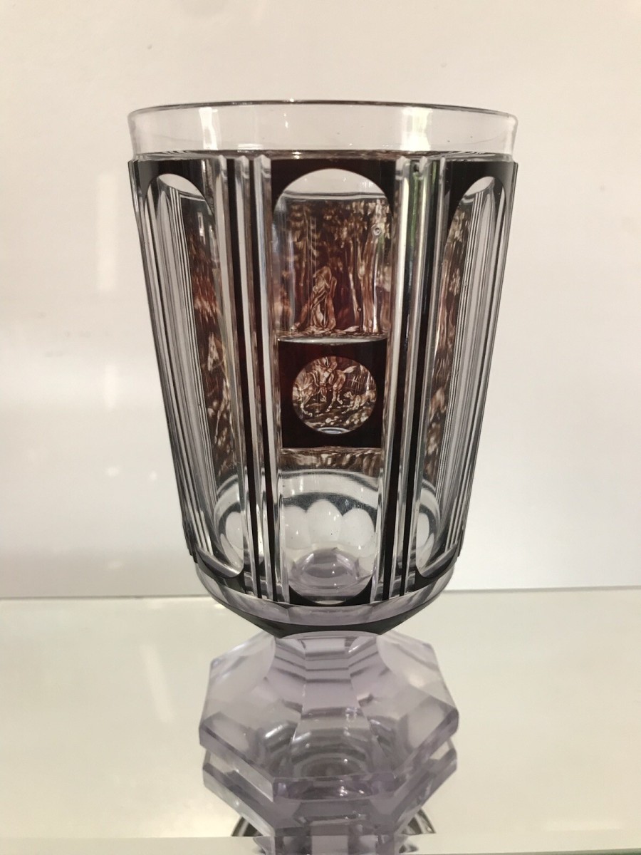 Finest Quality Bohemian Facet Cut Goblet With Optical Viewing Eye