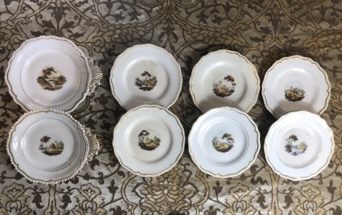 Primary image for Rare 8pc Collection Of Limoges France Hand Painted Dessert Comport Plates