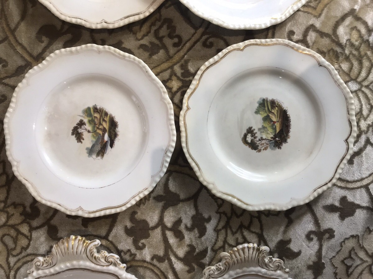 Rare 8pc Collection Of Limoges France Hand Painted Dessert Comport Plates