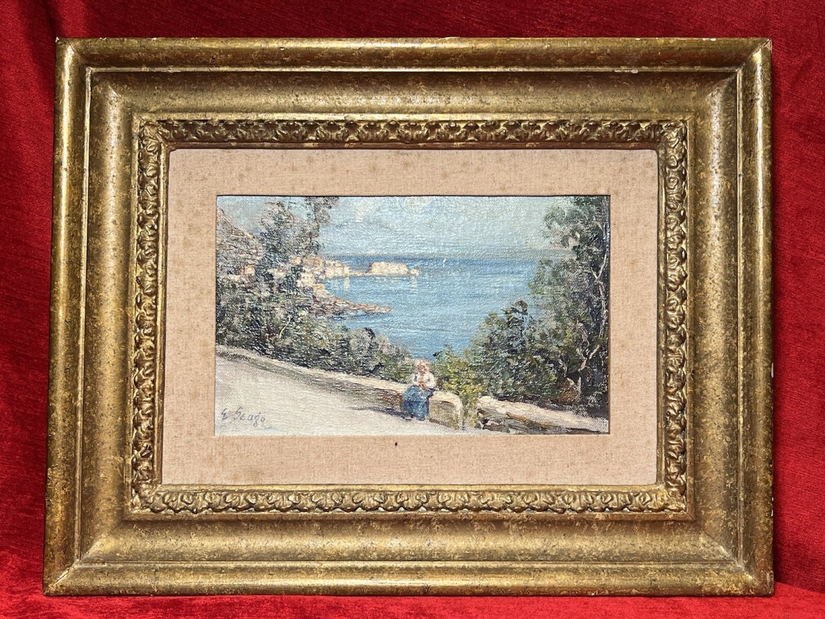 Primary image for Fine Art Oil Painting Of Portuguese Coastal View Attributed To Edward Seago